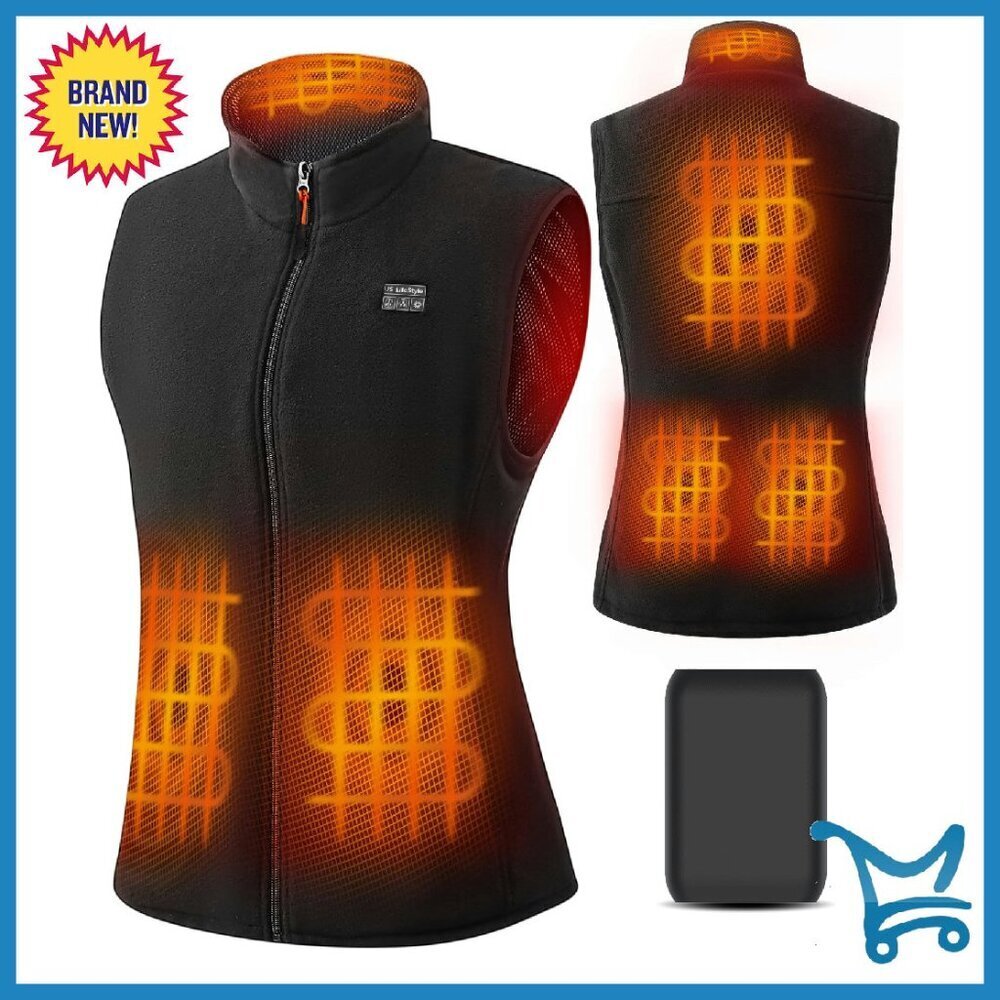 Heated Fleece Vest with Battery Pack, 3 Heat Settings, Women's Sizes